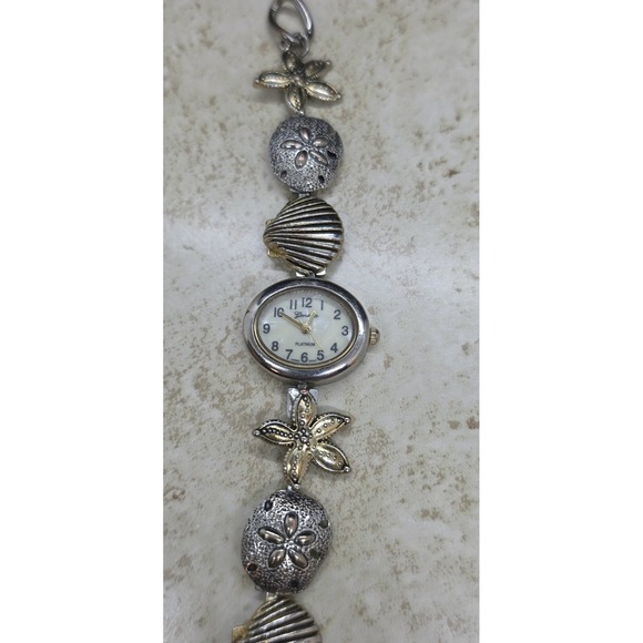 Geneva Accessories - Geneva Platinum Womens Nautical Charm Bracelet Watch Shells Starfish 9060